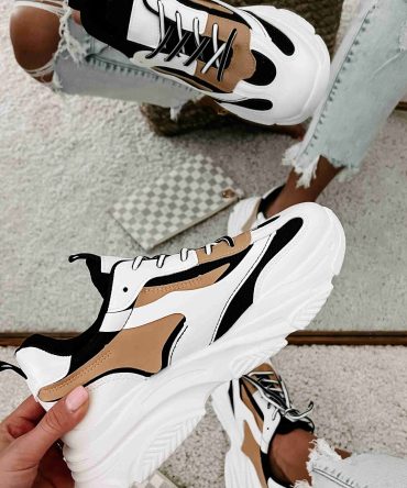 Trend Tracker Chunky Dad Sneakers (Black/White/Tan) ?? NanaMacs