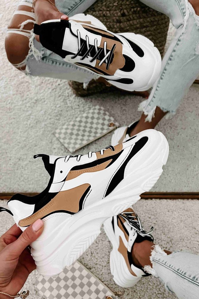 Trend Tracker Chunky Dad Sneakers (Black/White/Tan) ?? NanaMacs