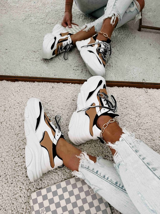 Trend Tracker Chunky Dad Sneakers (Black/White/Tan) ?? NanaMacs - Image 3