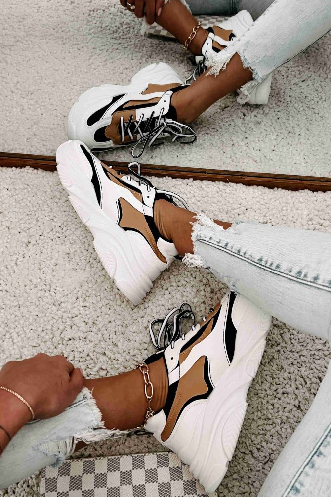 Trend Tracker Chunky Dad Sneakers (Black/White/Tan) ?? NanaMacs - Image 4