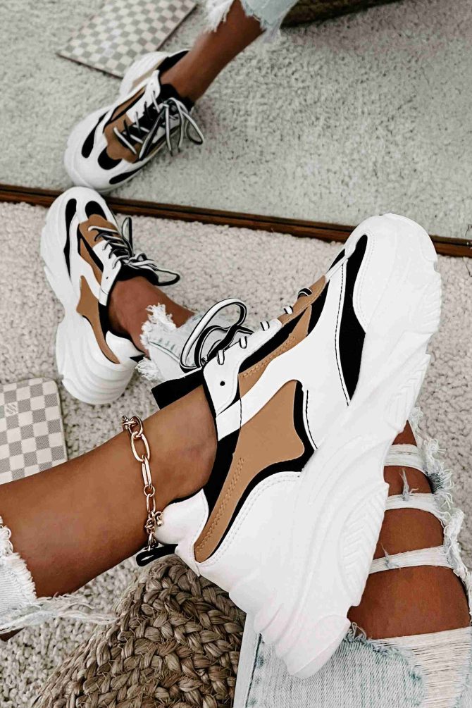 Trend Tracker Chunky Dad Sneakers (Black/White/Tan) ?? NanaMacs - Image 2