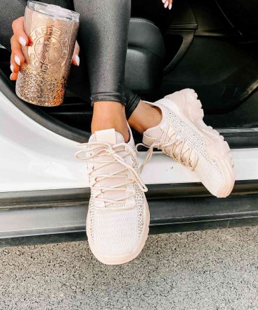 Touch Of Sparkle Chunky Rhinestone Sneakers (Rose Gold Rhinestone) ?? NanaMacs