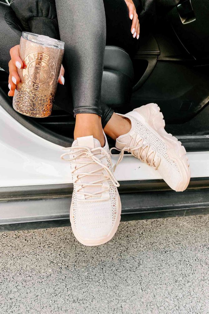 Touch Of Sparkle Chunky Rhinestone Sneakers (Rose Gold Rhinestone) ?? NanaMacs