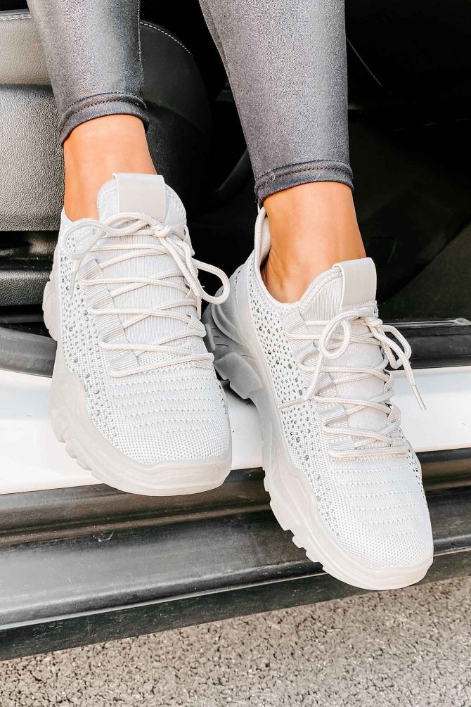 Touch Of Sparkle Chunky Rhinestone Sneakers (Grey) ?? NanaMacs - Image 3