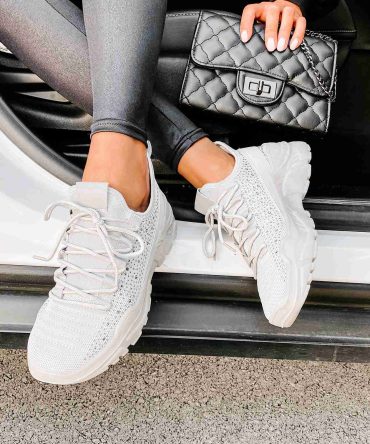 Touch Of Sparkle Chunky Rhinestone Sneakers (Grey) ?? NanaMacs