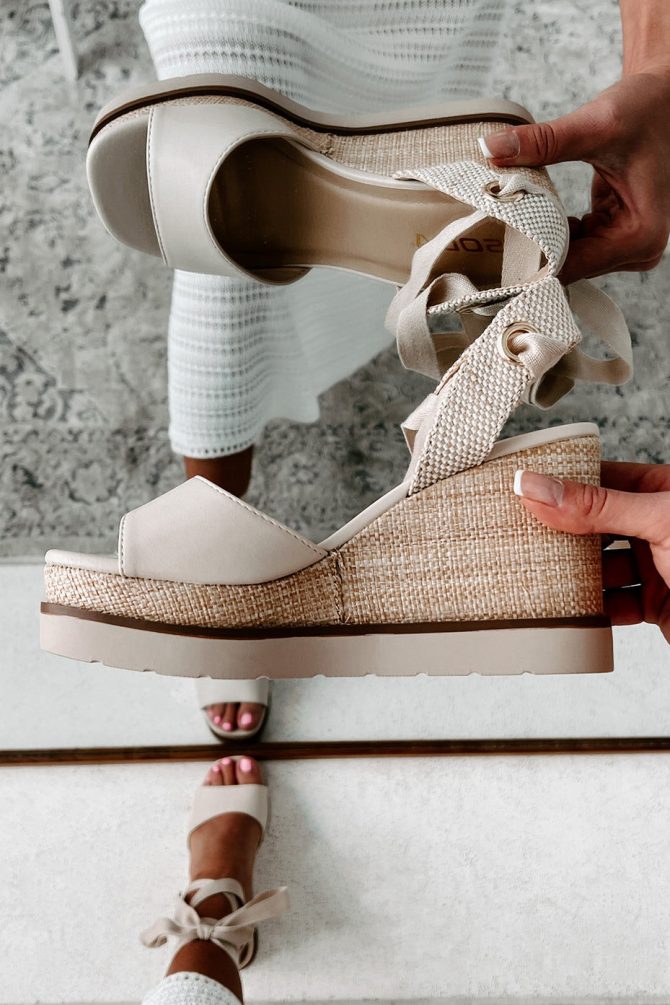 Makayla Ankle Tie Espadrille Wedge Sandals (Bone) ?? NanaMacs - Image 2