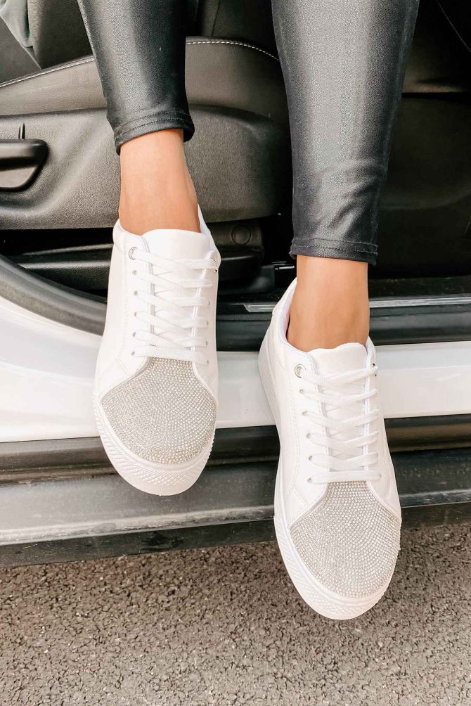 Twinkle Toes Rhinestone Embellished Platform Sneaker (White) ?? NanaMacs - Image 3