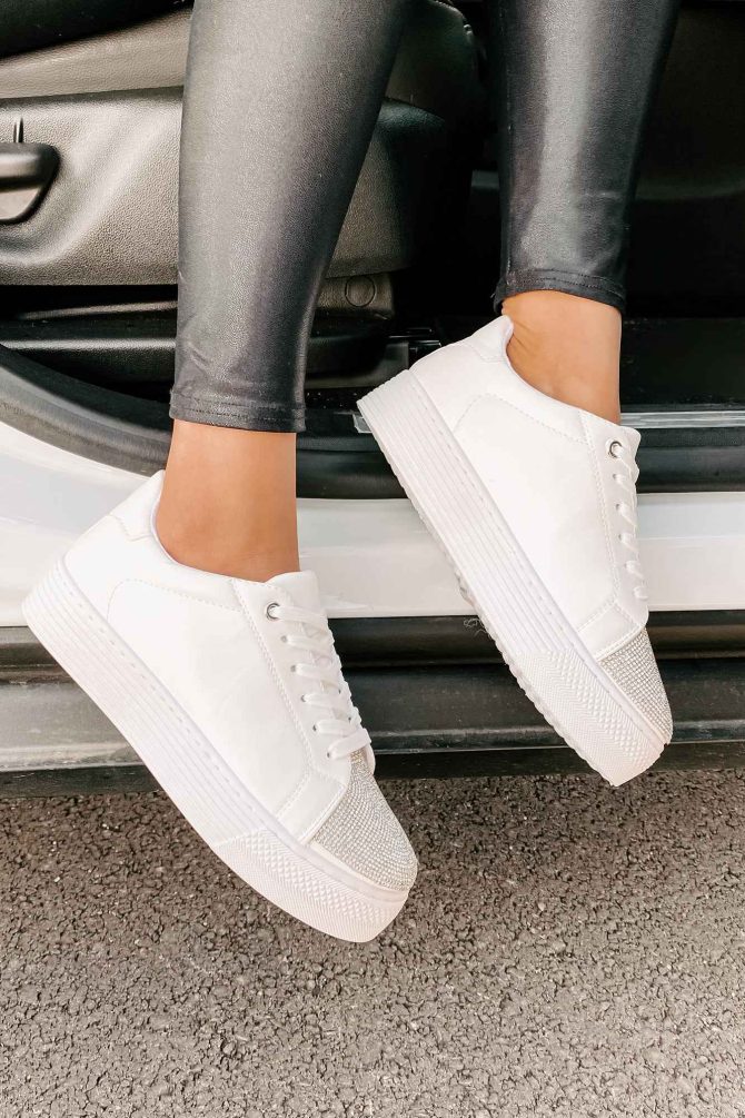 Twinkle Toes Rhinestone Embellished Platform Sneaker (White) ?? NanaMacs - Image 4