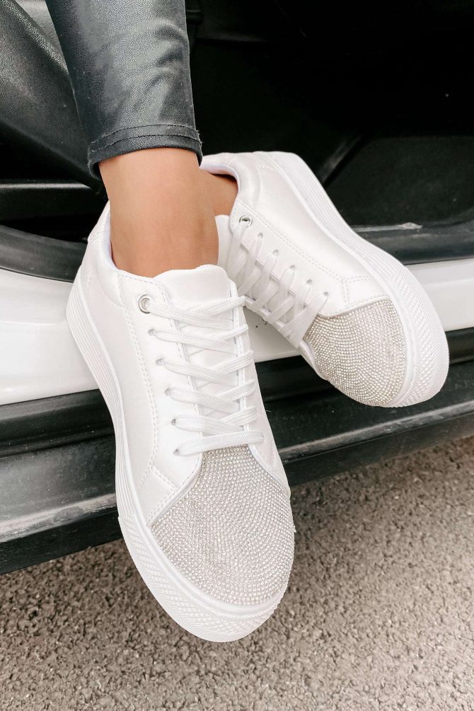 Twinkle Toes Rhinestone Embellished Platform Sneaker (White) ?? NanaMacs - Image 2