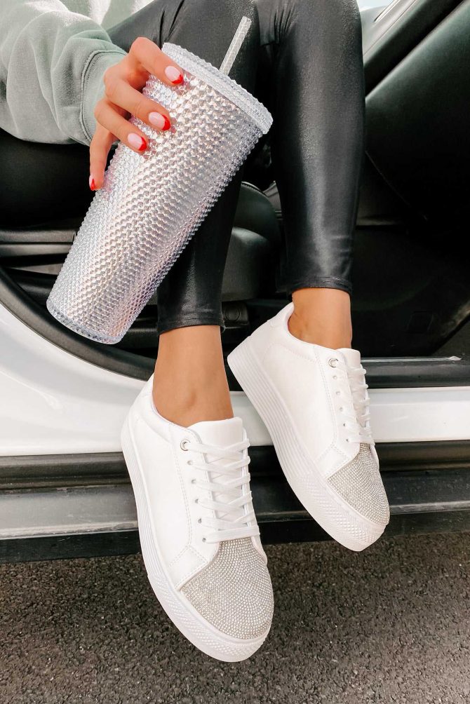 Twinkle Toes Rhinestone Embellished Platform Sneaker (White) ?? NanaMacs