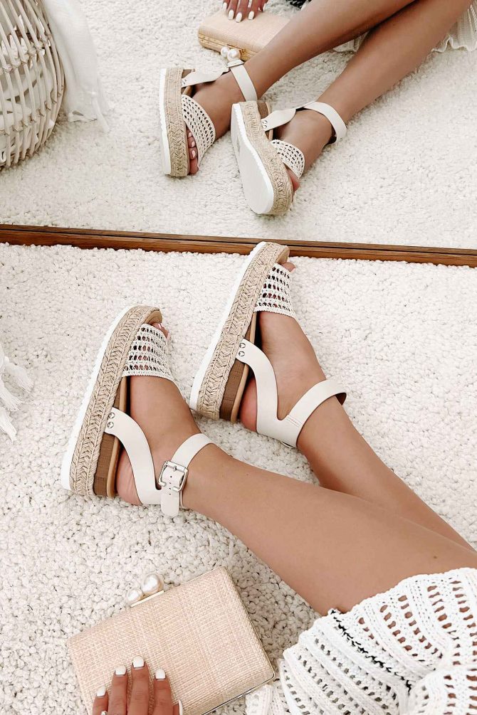 Hoyden Woven Platform/Wedge Sandal (Bone) ?? NanaMacs - Image 4