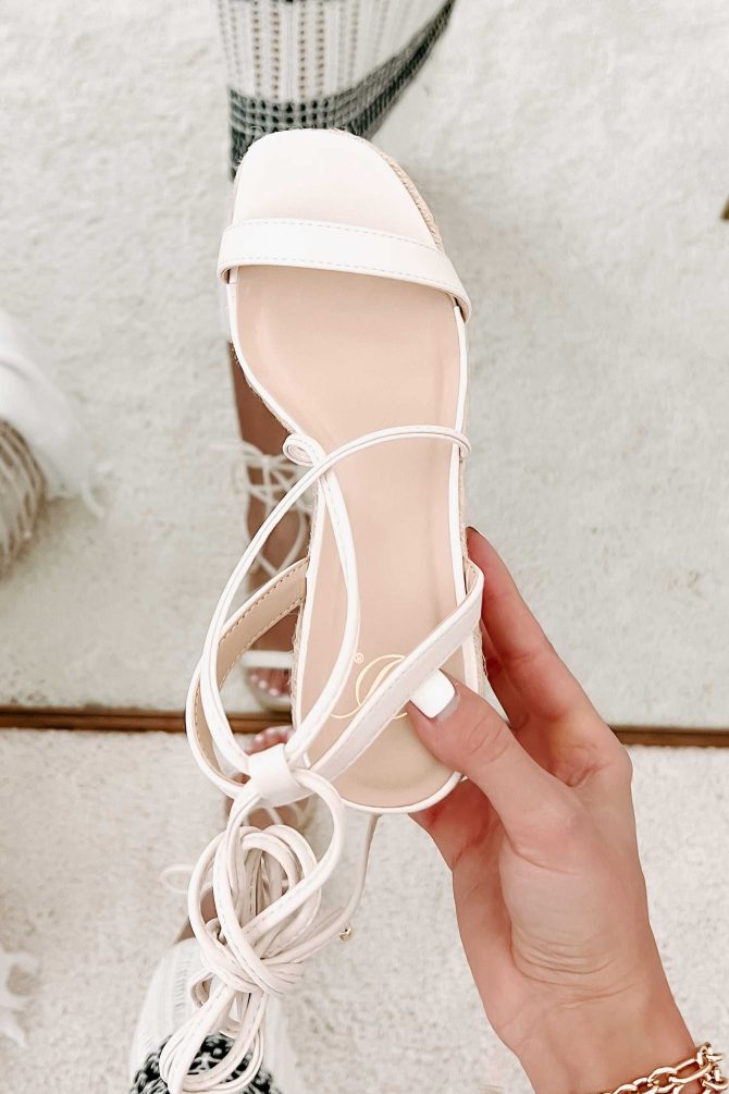Match Made Ankle Tie Open Toe Wedges (Bone) ?? NanaMacs - Image 2