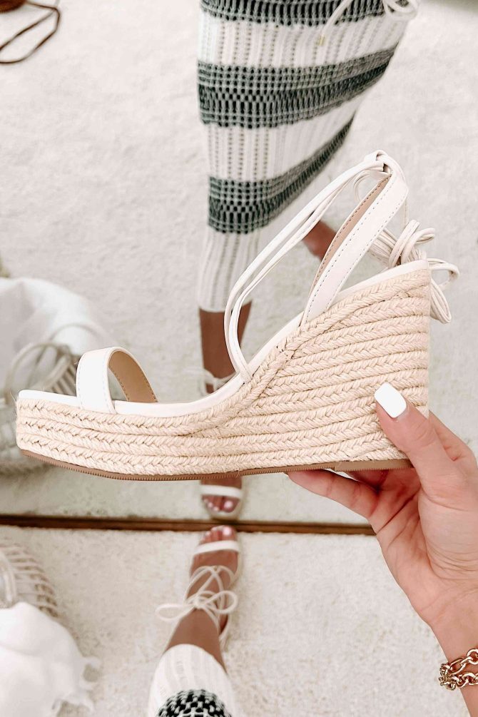 Match Made Ankle Tie Open Toe Wedges (Bone) ?? NanaMacs - Image 3