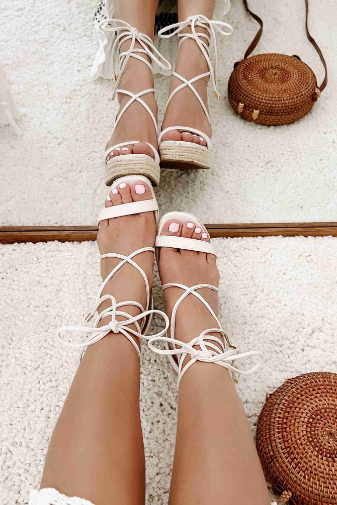 Match Made Ankle Tie Open Toe Wedges (Bone) ?? NanaMacs - Image 4