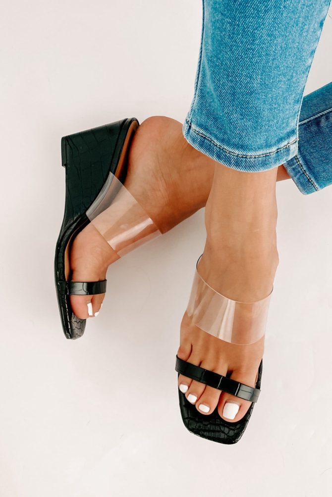 Edith Clear/Croc Print Wedge Heels (Black Croc) ?? NanaMacs - Image 3