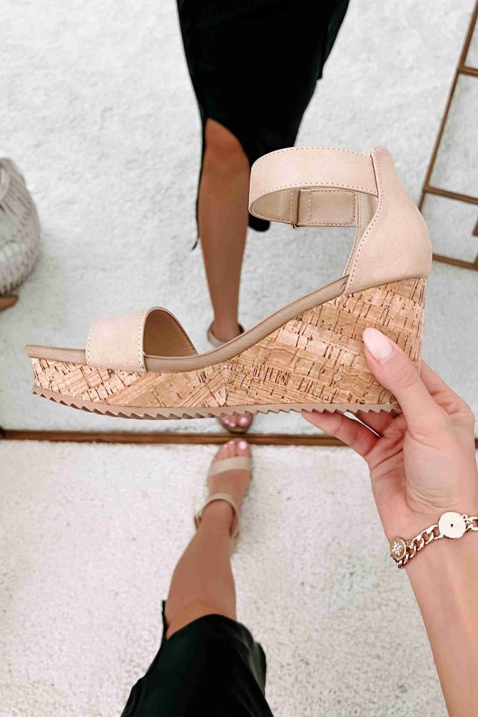 Avalon Cork Wedge Sandals (Metallic Nude) ?? NanaMacs - Image 2