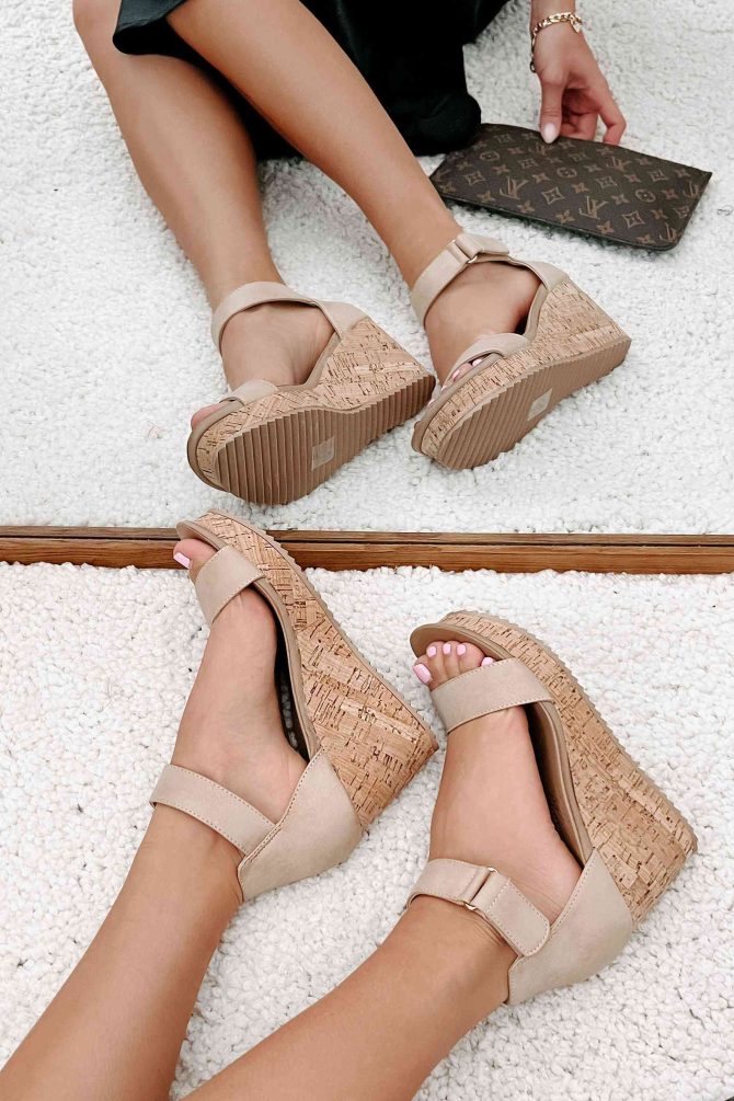 Avalon Cork Wedge Sandals (Metallic Nude) ?? NanaMacs - Image 4