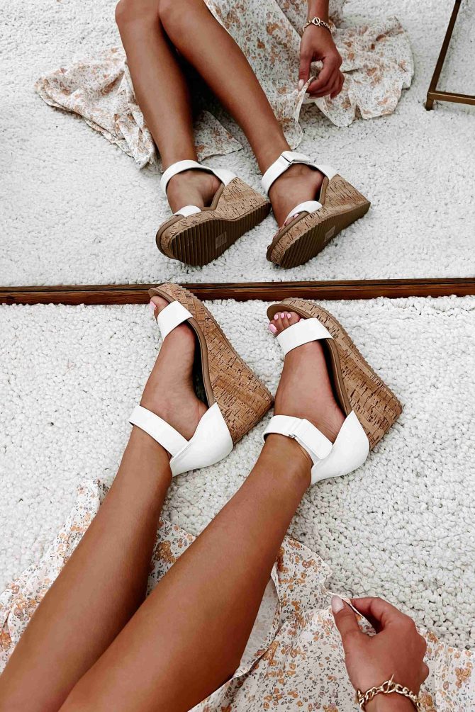 Avalon Patent Leather Cork Wedge Sandals (Patent White) ?? NanaMacs - Image 4