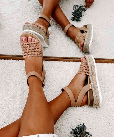 Hoyden Woven Platform/Wedge Sandal (Dark Nude) ?? NanaMacs
