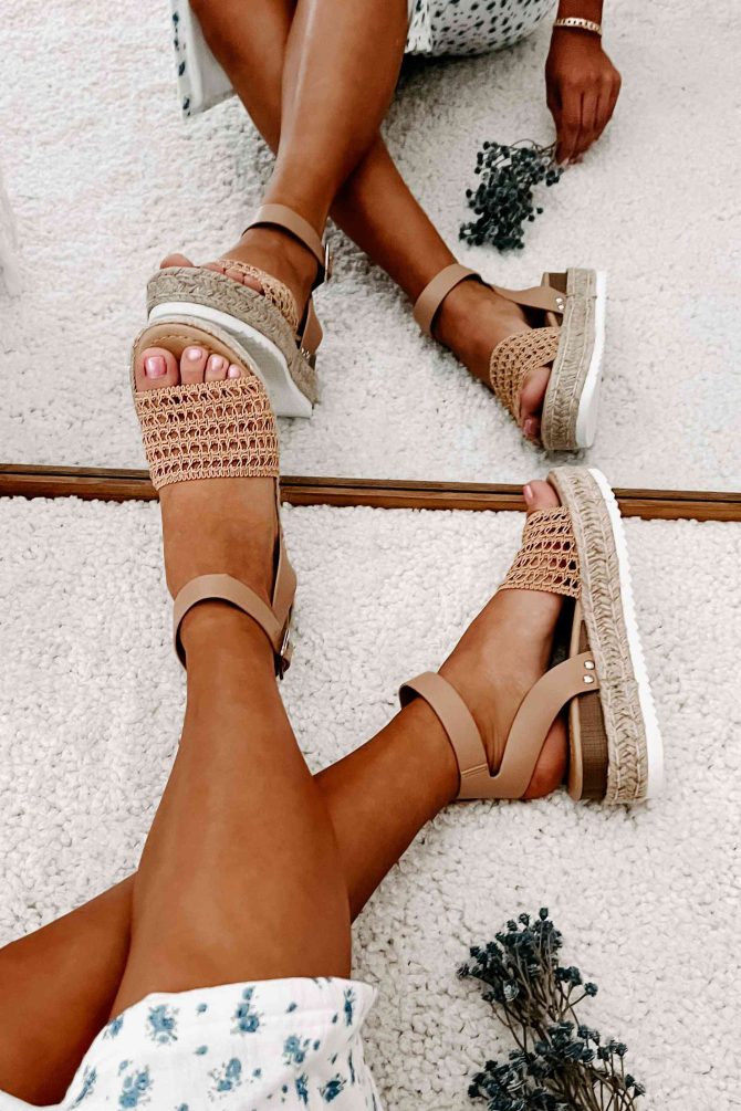Hoyden Woven Platform/Wedge Sandal (Dark Nude) ?? NanaMacs