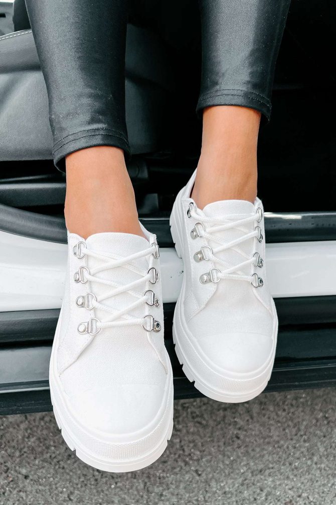 Walk It Off Canvas Lug Sneakers (White) ?? NanaMacs - Image 2